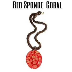 Red  sponge  Coral pendant  with necklace